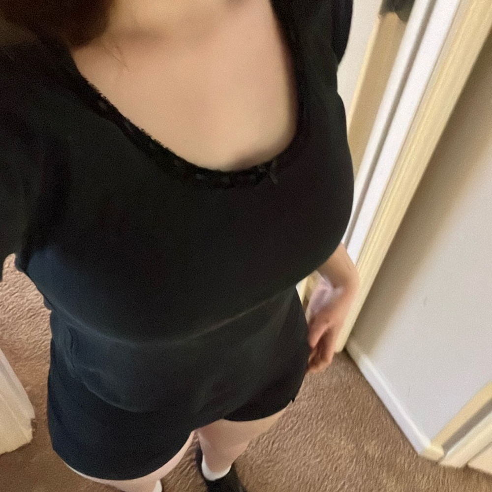 Coquette Black Cropped Laced Top
